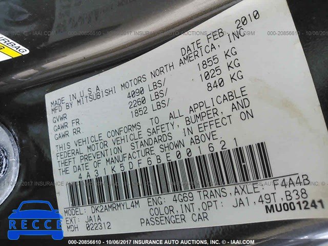 2011 Mitsubishi Eclipse GS SPORT 4A31K5DF6BE001621 Bild 8