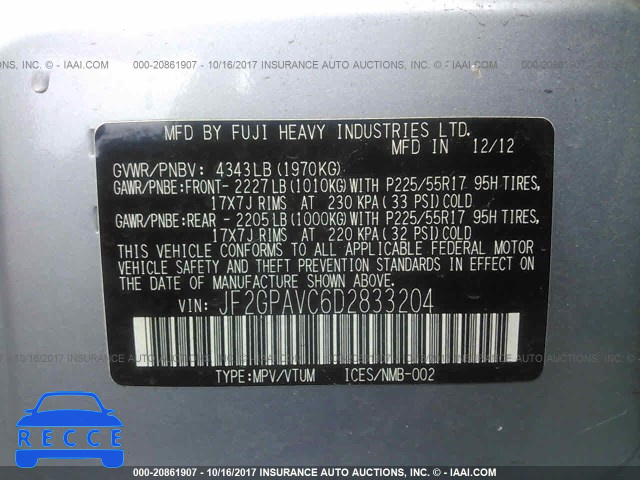 2013 Subaru Xv Crosstrek 2.0 PREMIUM JF2GPAVC6D2833204 image 8