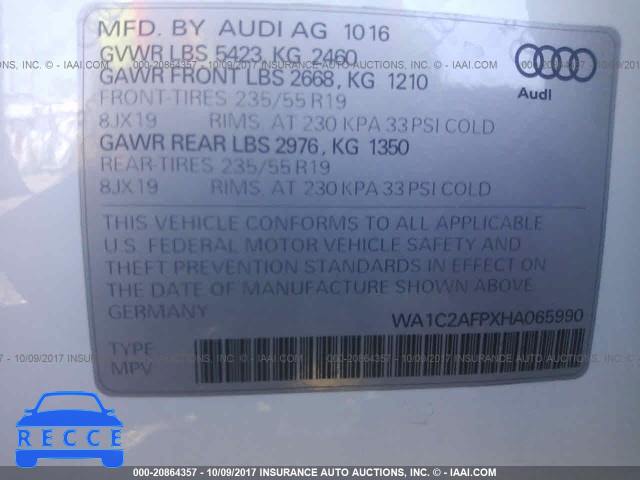 2017 AUDI Q5 PREMIUM WA1C2AFPXHA065990 image 8