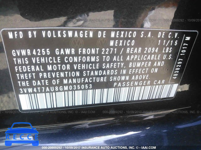 2016 Volkswagen GTI S/SE/AUTOBAHN 3VW4T7AU8GM035053 image 8