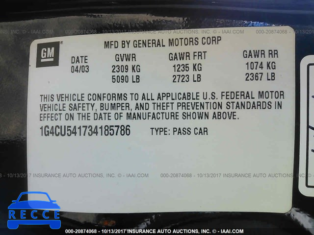 2003 Buick Park Avenue ULTRA 1G4CU541734185786 image 8