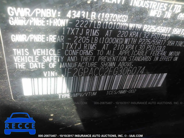2015 Subaru Xv Crosstrek 2.0 PREMIUM JF2GPACC2FG306074 image 8