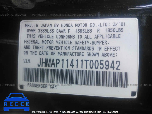 2001 Honda S2000 JHMAP11411T005942 image 8