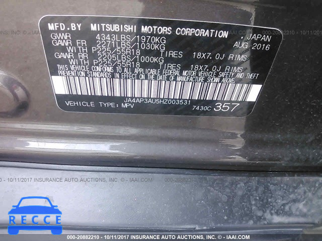 2017 MITSUBISHI OUTLANDER SPORT ES/SE JA4AP3AU5HZ003531 image 8