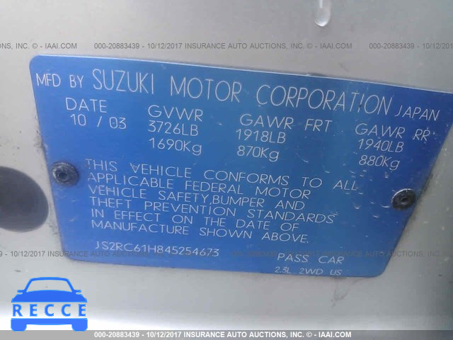 2004 Suzuki Aerio SX JS2RC61H845254673 Bild 8