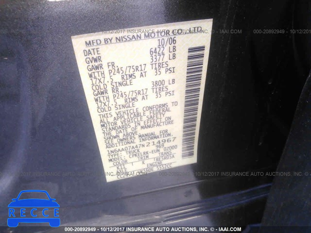 2007 Nissan Titan XE/SE/LE 1N6AA07A47N214967 image 8