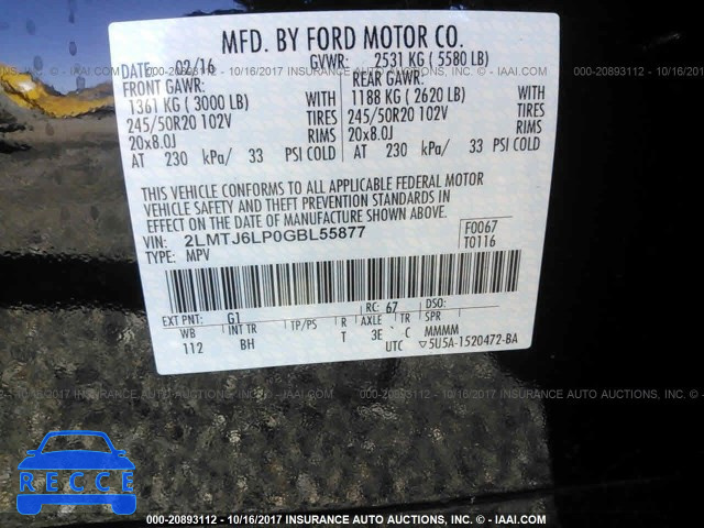 2016 Lincoln MKX RESERVE 2LMTJ6LP0GBL55877 Bild 8