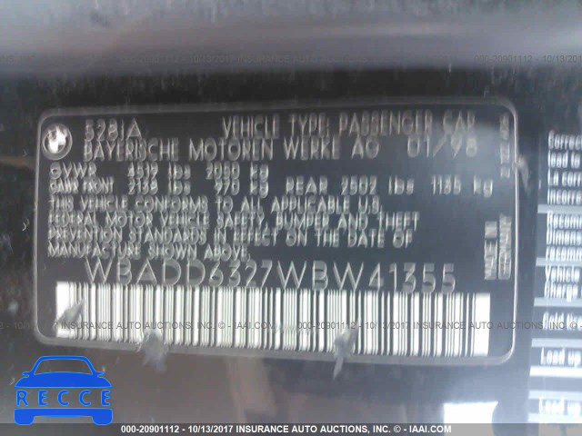 1998 BMW 528 I AUTOMATICATIC WBADD6327WBW41355 image 8