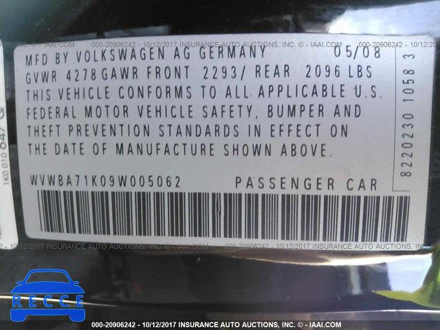 2009 Volkswagen Rabbit WVWBA71K09W005062 image 8