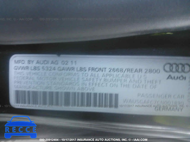 2012 Audi A7 PRESTIGE WAUSGAFC7CN001890 зображення 8