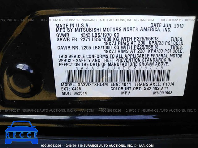 2013 Mitsubishi Outlander Sport LE 4A4AP5AUXDE025276 image 8
