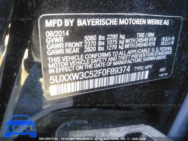 2015 BMW X4 XDRIVE28I 5UXXW3C52F0F89374 image 8
