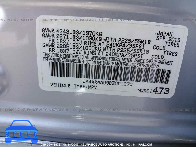 2011 Mitsubishi Outlander Sport SE JA4AR4AU9BZ001370 image 8