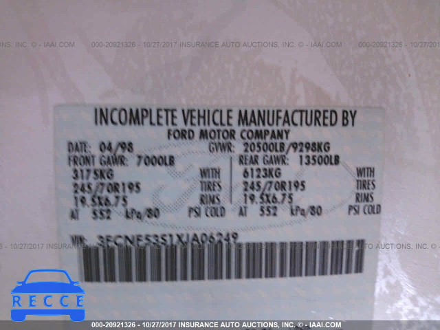 1999 FORD F550 SUPER DUTY STRIPPED CHASS 3FCNF53S1XJA06249 image 8