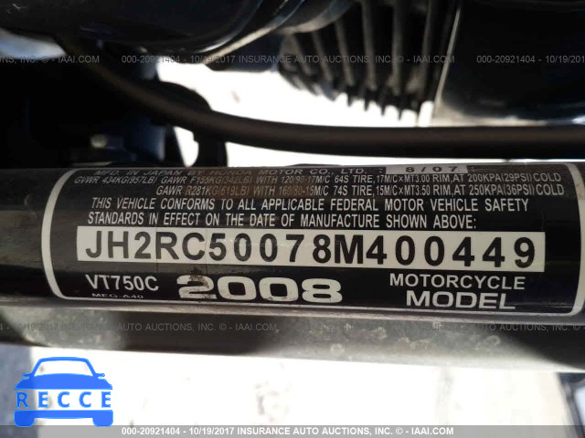 2008 Honda VT750 C JH2RC50078M400449 image 9