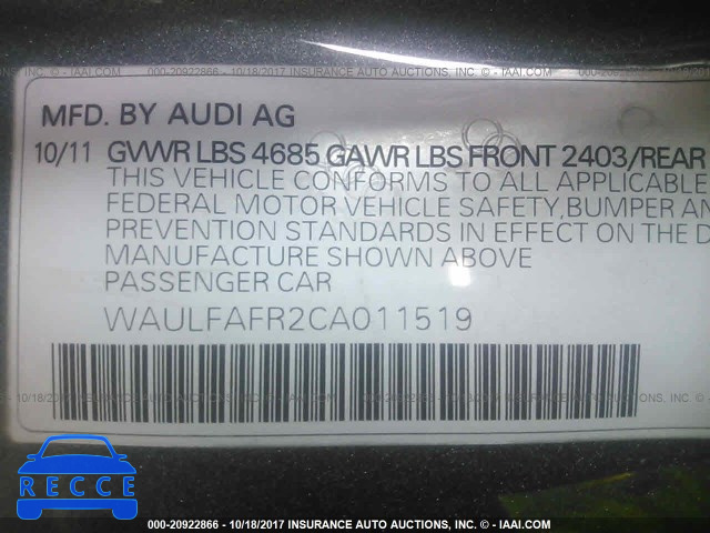 2012 Audi A5 PREMIUM PLUS WAULFAFR2CA011519 image 8