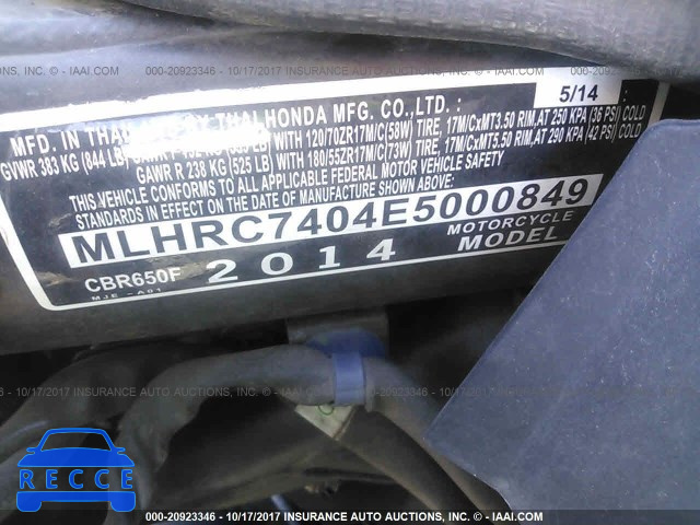 2014 Honda CBR650 F MLHRC7404E5000849 image 9