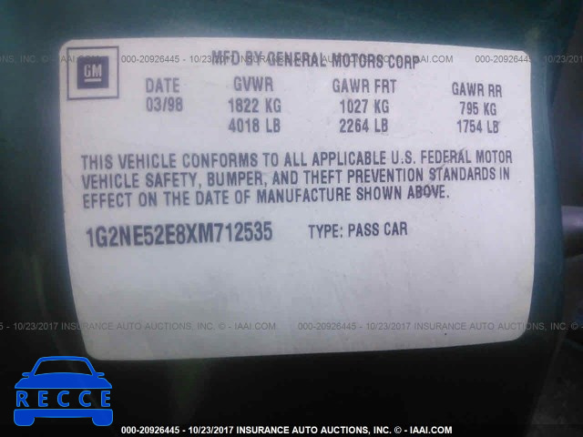 1999 Pontiac Grand Am SE 1G2NE52E8XM712535 image 8