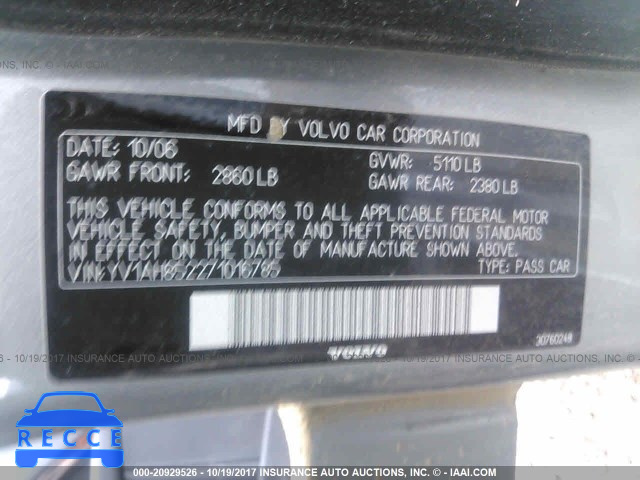 2007 Volvo S80 V8 YV1AH852271016785 image 8