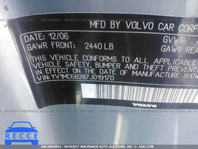 2007 Volvo C70 T5 YV1MC68287J019170 image 8