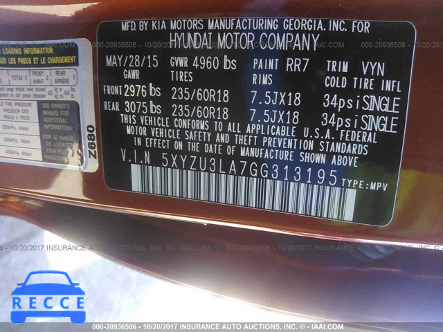 2016 HYUNDAI SANTA FE SPORT 5XYZU3LA7GG313195 image 8