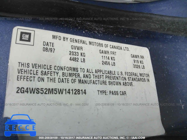 1998 Buick Century CUSTOM 2G4WS52M5W1412814 image 8