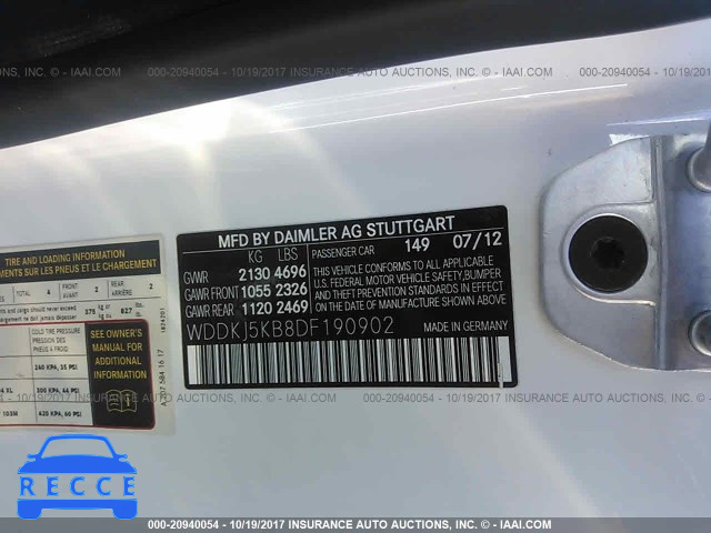 2013 Mercedes-benz E 350 WDDKJ5KB8DF190902 image 8