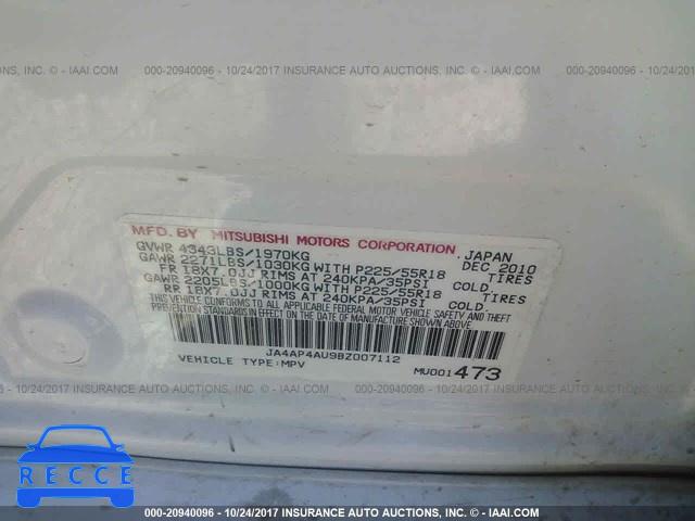 2011 Mitsubishi Outlander Sport SE JA4AP4AU9BZ007112 image 8