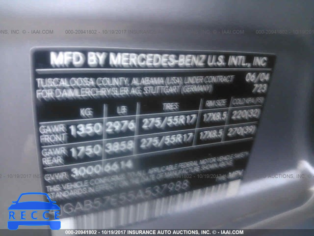2005 Mercedes-benz ML 350 4JGAB57E55A537988 image 8