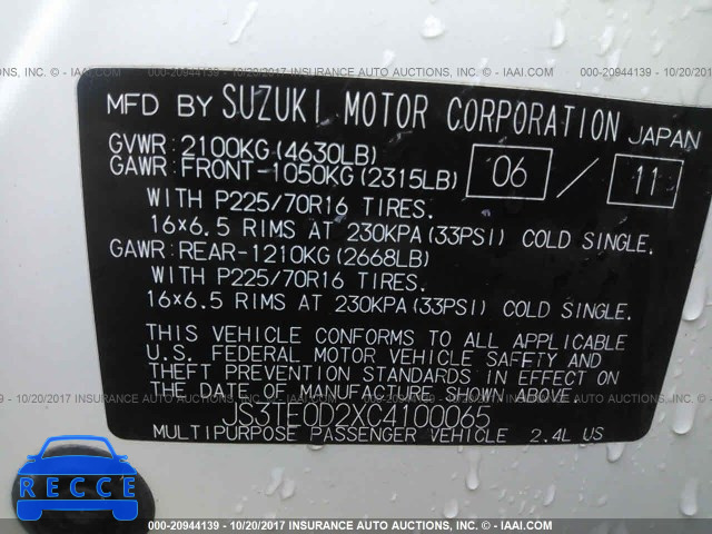 2012 Suzuki Grand Vitara PREMIUM JS3TE0D2XC4100065 image 8