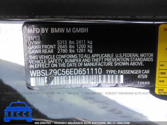 2014 BMW M6 WBSLZ9C56ED651110 зображення 8