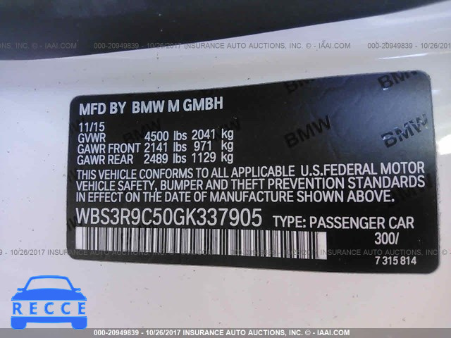 2016 BMW M4 WBS3R9C50GK337905 зображення 8