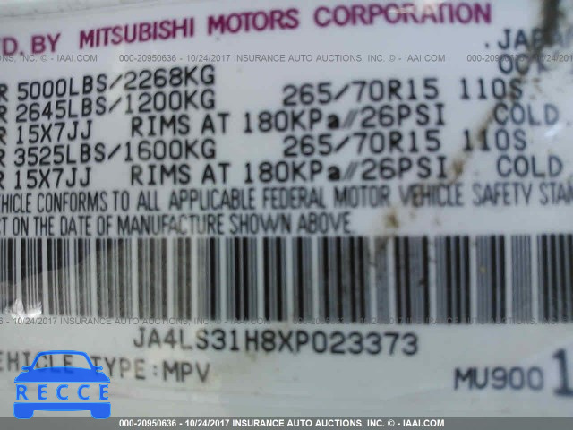 1999 Mitsubishi Montero SPORT LS/SPORT XLS JA4LS31H8XP023373 image 8