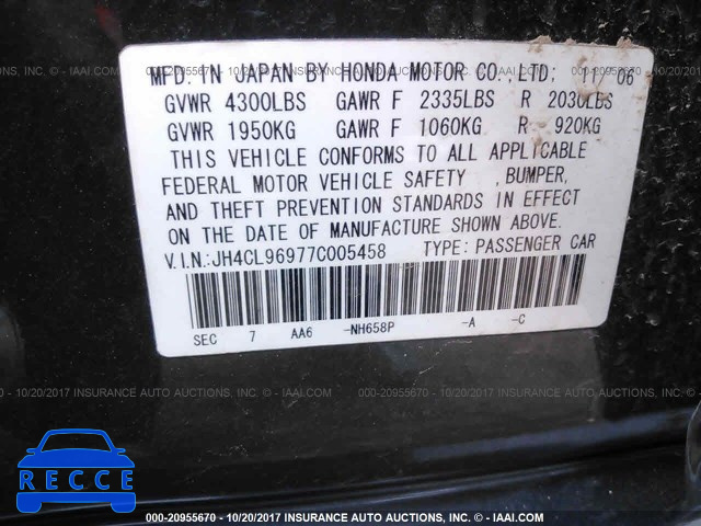 2007 Acura TSX JH4CL96977C005458 image 8
