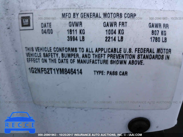 2000 Pontiac Grand Am SE1 1G2NF52T1YM846414 image 8