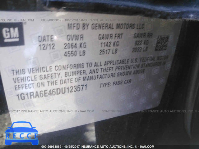 2013 Chevrolet Volt 1G1RA6E46DU123571 image 8