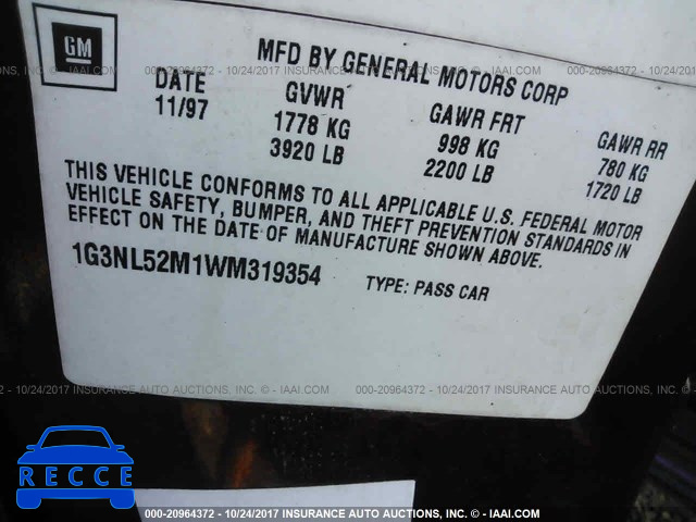1998 Oldsmobile Achieva SL 1G3NL52M1WM319354 зображення 8