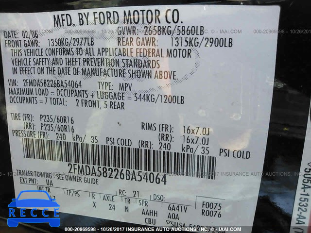 2006 Ford Freestar LIMITED 2FMDA58226BA54064 image 8