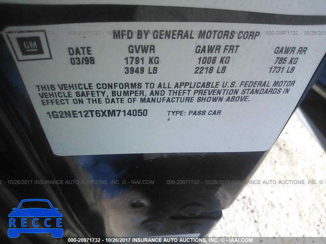 1999 Pontiac Grand Am SE 1G2NE12T6XM714050 image 8