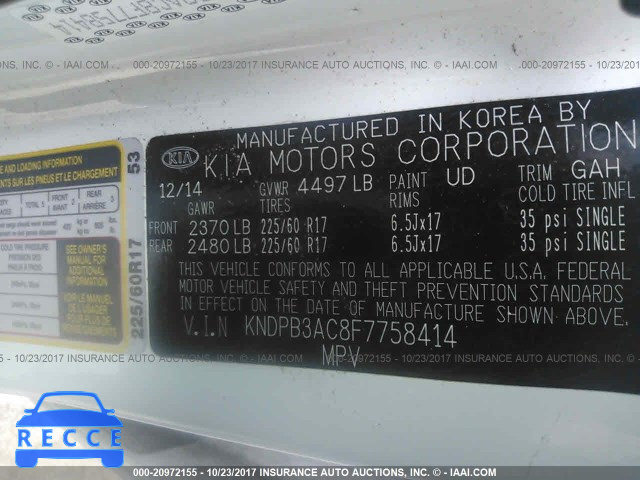 2015 KIA Sportage LX KNDPB3AC8F7758414 image 8