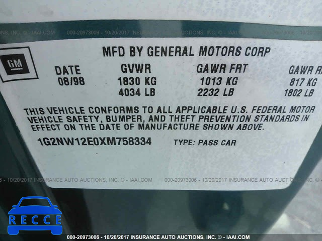 1999 Pontiac Grand Am GT 1G2NW12E0XM758334 image 8