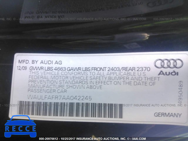2010 Audi A5 PREMIUM PLUS WAULFAFR7AA042245 image 8