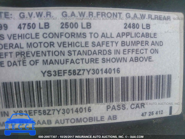 2000 Saab 9-5 SE YS3EF58Z7Y3014016 image 8