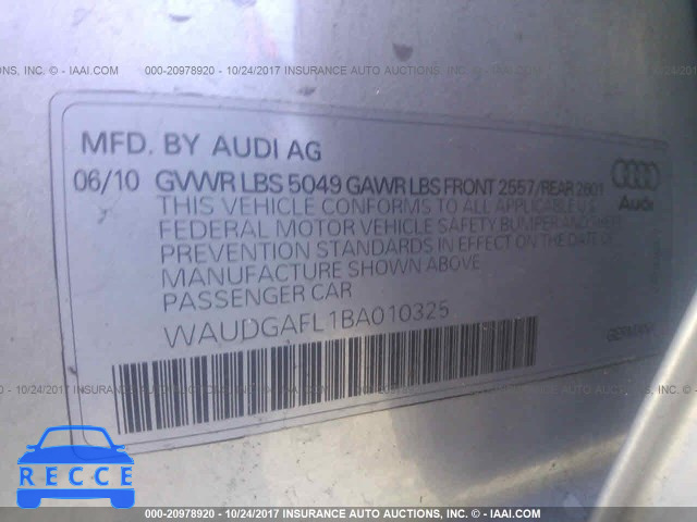 2011 Audi S4 PREMIUM PLUS WAUDGAFL1BA010325 зображення 8