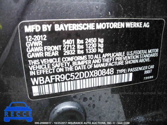 2013 BMW 550 I WBAFR9C52DDX80848 зображення 8