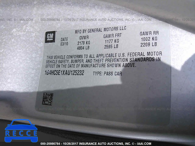 2010 Buick Lucerne CXL 1G4HC5E1XAU125232 image 8