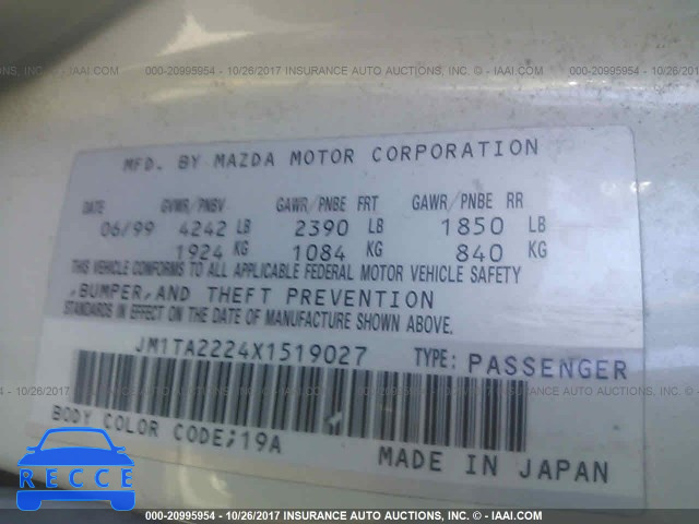 1999 Mazda Millenia S JM1TA2224X1519027 image 8