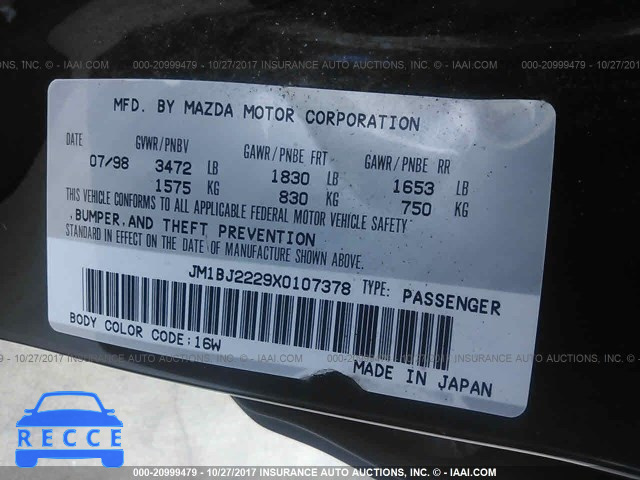 1999 Mazda Protege DX/LX JM1BJ2229X0107378 Bild 8