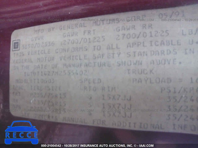 1991 GMC Sonoma 1GTDT14Z7M2555402 image 8