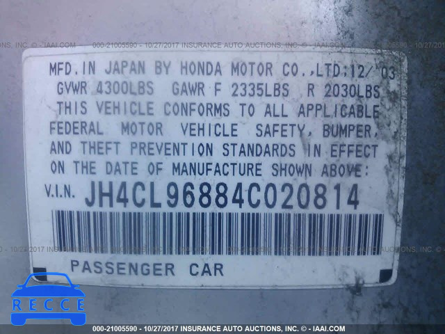 2004 Acura TSX JH4CL96884C020814 Bild 8
